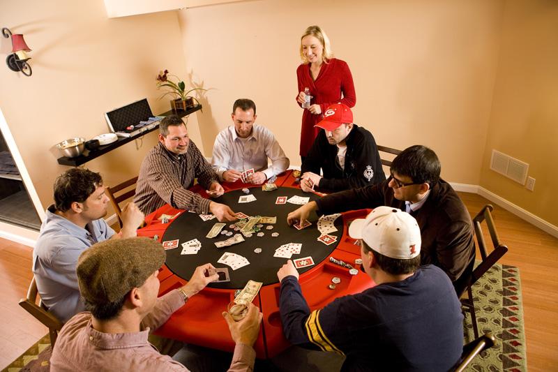 Rotomolded Poker Table with a game going strong