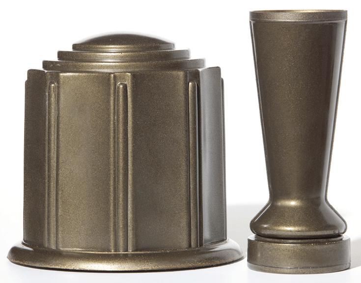 Antiqued Cremation Urn and Cemetery Vase Set