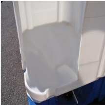 Cutout of 275 Gallon IBC showing hopper bottom