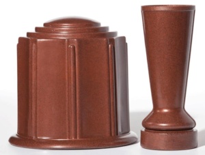 Terra Cotta Granite Cremation Urn and Cemetery Vase Set